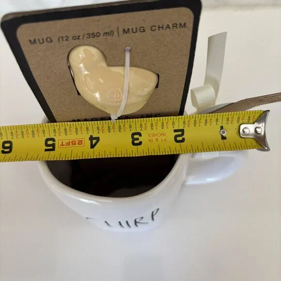 Rae Dunn Chirp White Mug with Yellow Chick Mug Charm New - Picture 9 of 9